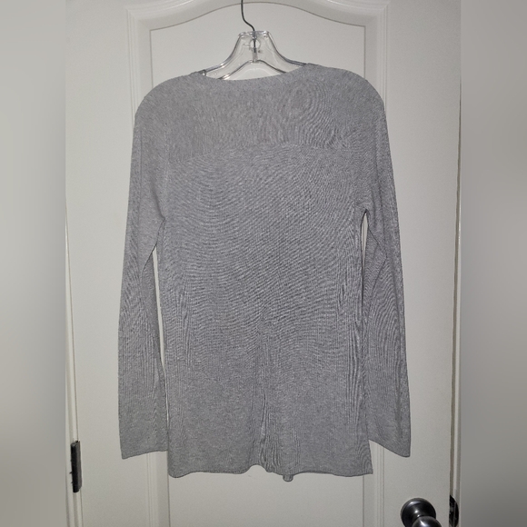Banana Republic Silk Cotton Blend Buttonup Grey Long Sweater with Pockets - Picture 4 of 5